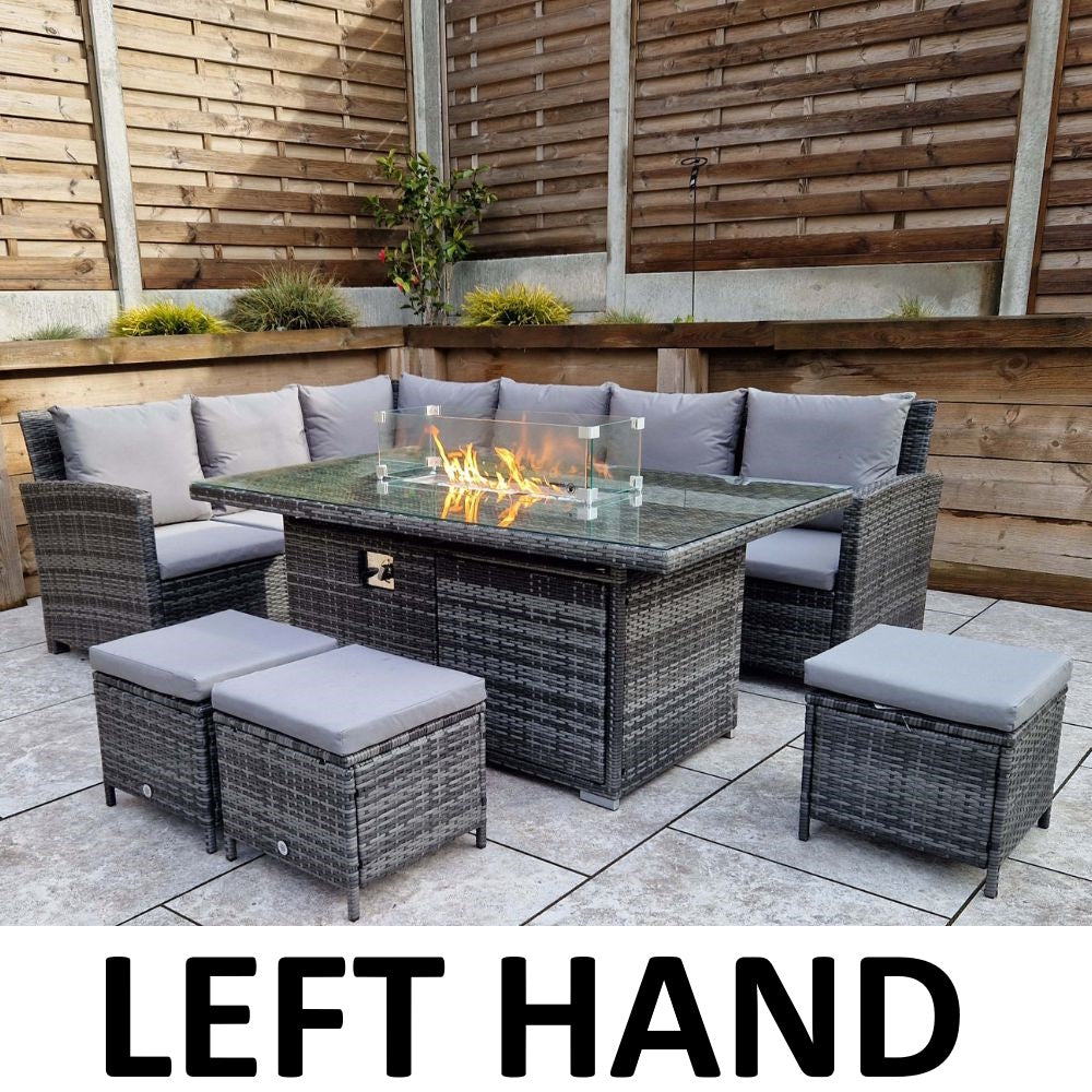 The Windsor Rattan Firepit Corner Sofa And Stools Garden Set