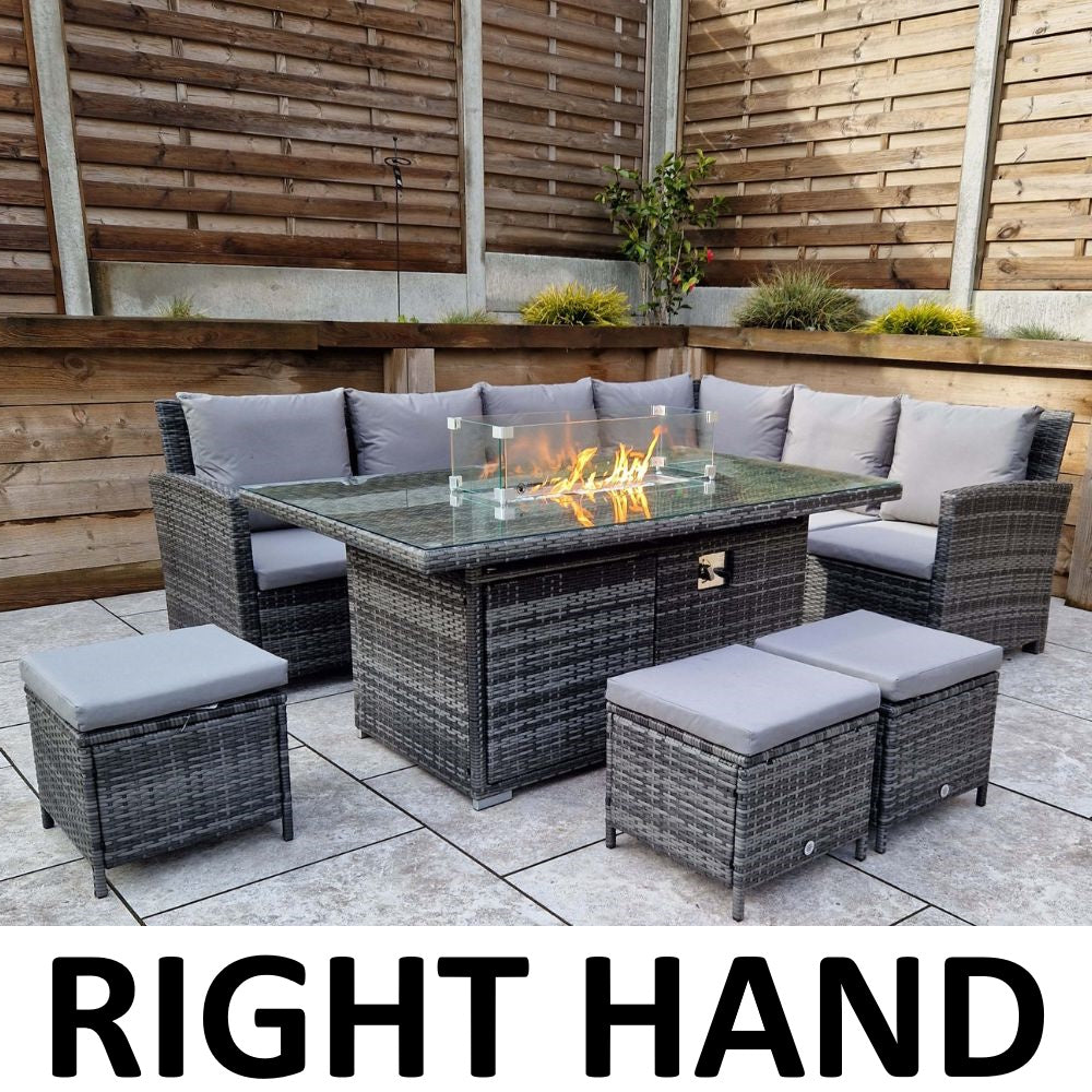 The Windsor Rattan Firepit Corner Sofa And Stools Garden Set